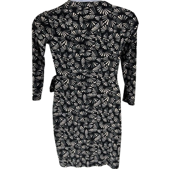 Anne Klein Size Small Black Gray‎ Faux Wrap Dress Geometric Body Con Career - Picture 4 of 11